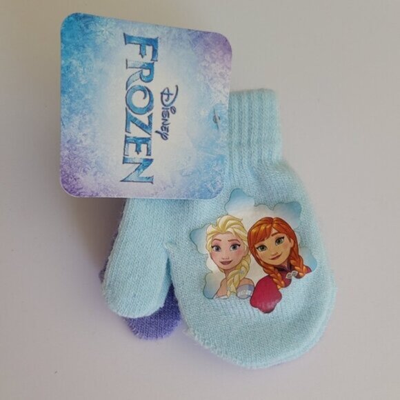 Disney Frozen 2 Pair Child Toddler Girl Warm Fall Winter Mittens Gloves Purple - Picture 3 of 6
